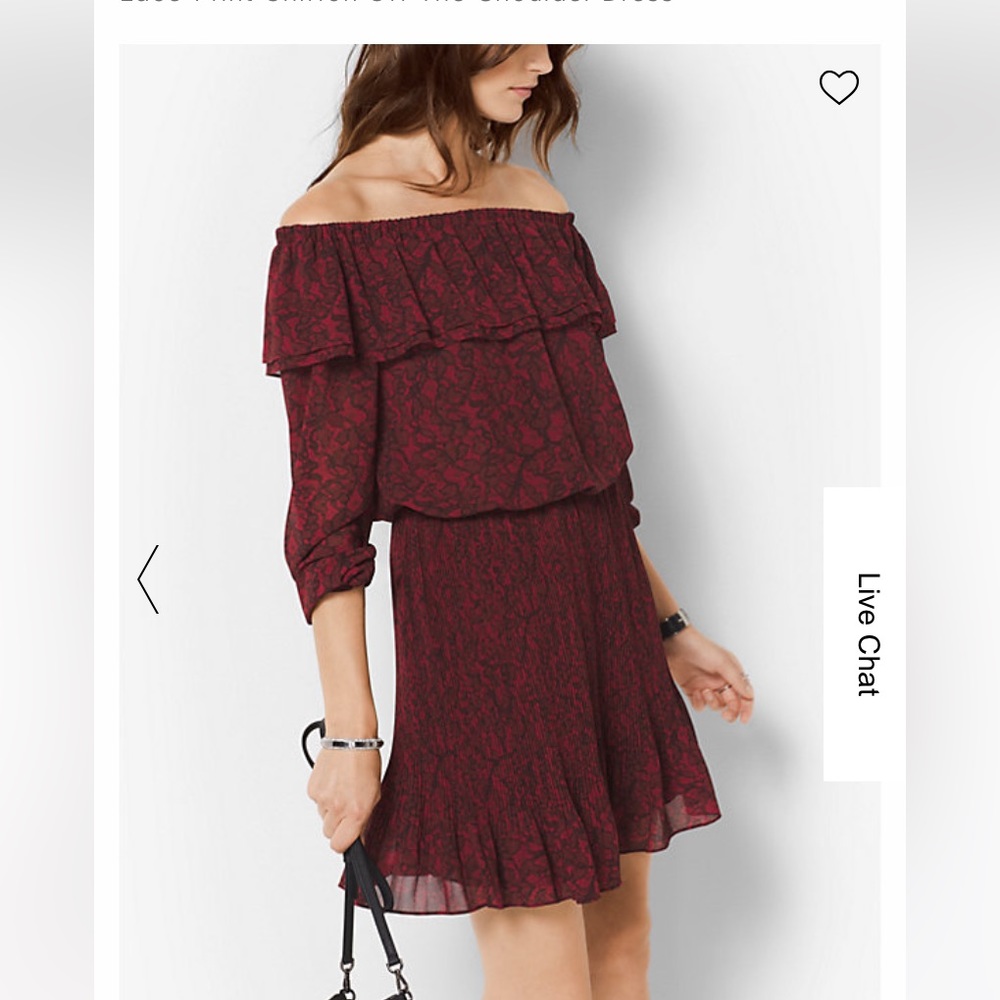 Michael Kors Lace-Print Chiffon Off-The-Shoulder Dress